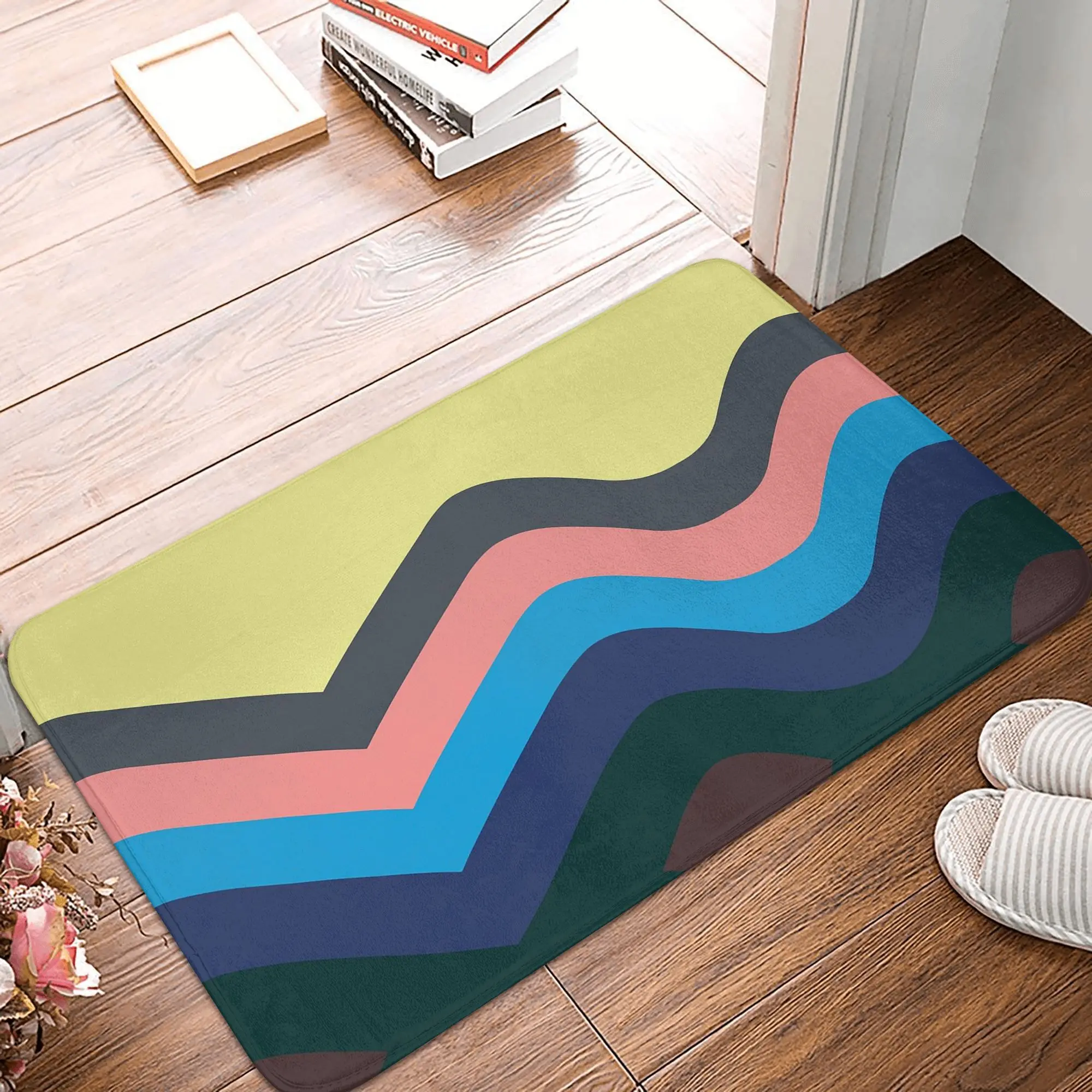 الرجعية كاليفورنيا موجات المضادة للانزلاق ممسحة الكلمة حصيرة مكافحة ارتداء السجاد البساط للمطبخ مدخل المنزل غرفة نوم مسند القدم الحصير #1