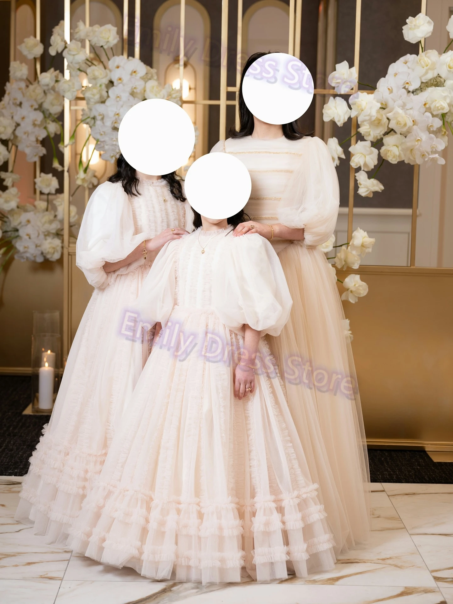 맞춤형 연핑크 꽃 소녀 드레스 웨딩용 레이어드 럭셔리 퍼피 튤 프린세스 키즈 생일 첫 성찬식 볼 가운