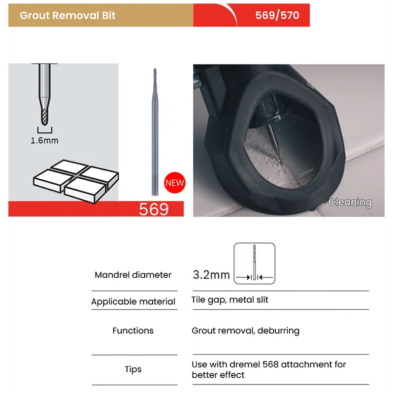 Imagem -03 - Dremel Spiral Cutting Head Acessórios para Ferramentas Elétricas Acessórios para Ferramentas Elétricas Acessório de Limpeza 569 570 Seam 562