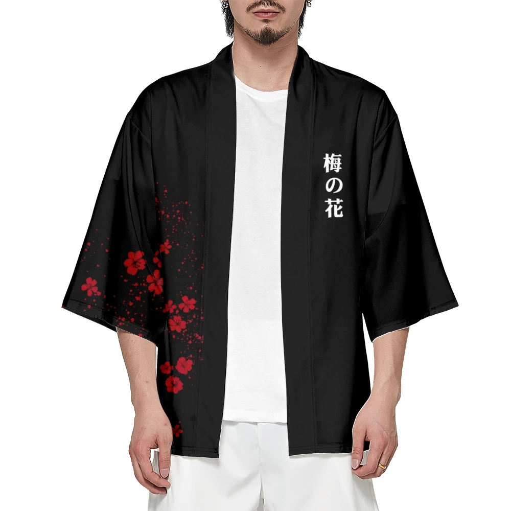 

Japanese Cardigan Loose Women Men Cosplay Clothing Harajuku Yukata Traditional Samurai Plum Bossom Kimono Plus Size Haori