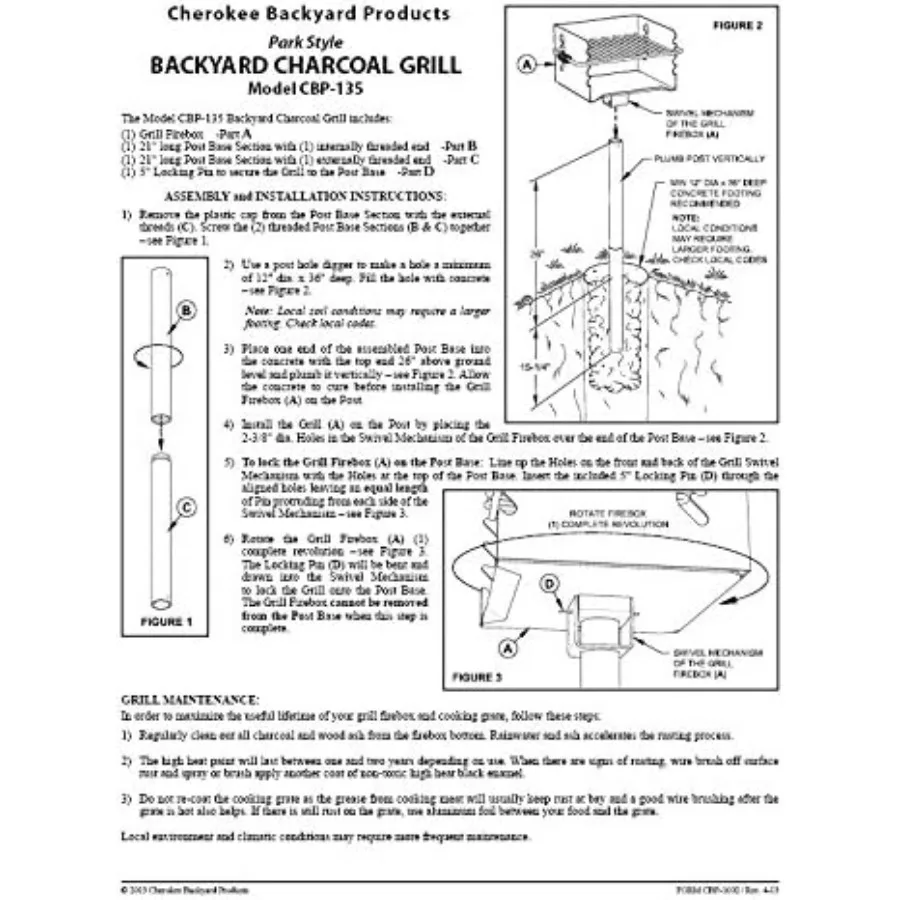 เตาถ่าน Pilot Rock CBP-135 แบบพกพาสำหรับตั้งแคมป์และปิ้งย่างกลางแจ้ง พร้อมขาตั้งหมุนได้เพื่อการควบคุมความร้อนอย่างมีประสิทธิภาพและการปรุงอาหารแบบพกพา