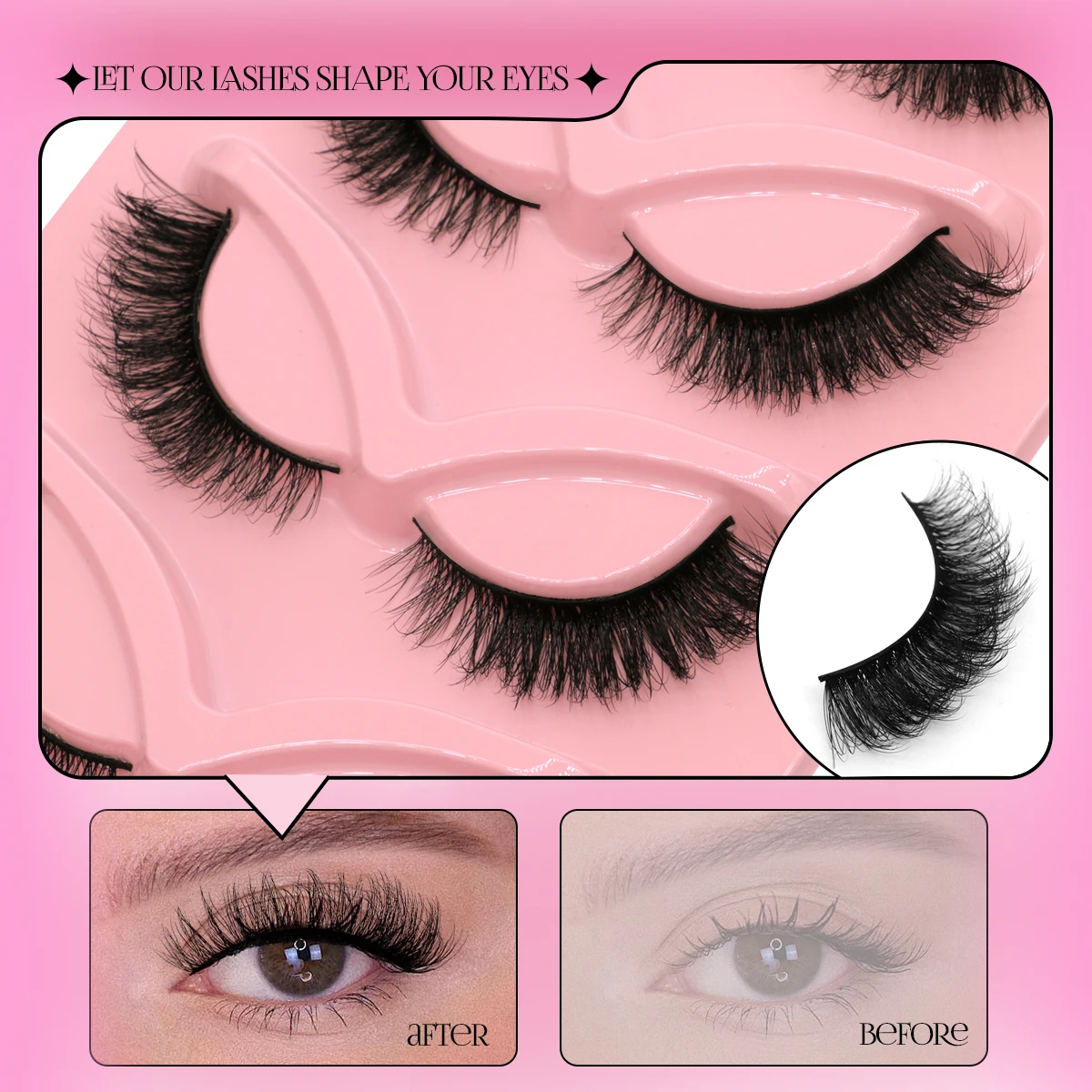 GROINNEYA 고양이 눈 속눈썹 3d 가짜 밍크 속눈썹 날개 달린 끝 눈 길쭉한 속눈썹 부드러운 자연 긴 가짜 속눈썹 속눈썹 확장