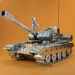 Tanque de batalla principal T99 de acero inoxidable, modelo de tanque de aleación 1:32, adornos, juguetes de metal, hucha y tanque grande