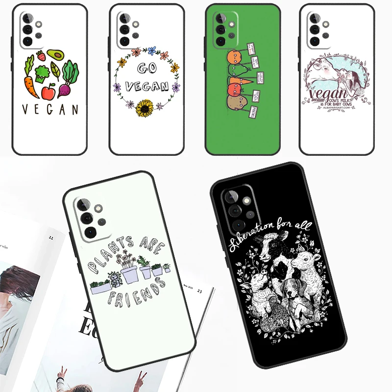 Go Vegan Vegetarians Cover For Samsung Galaxy A15 A25 A35 A55 A53 A33 A13 A52 A32 A12 A51 A71 A14 A34 A54 Case