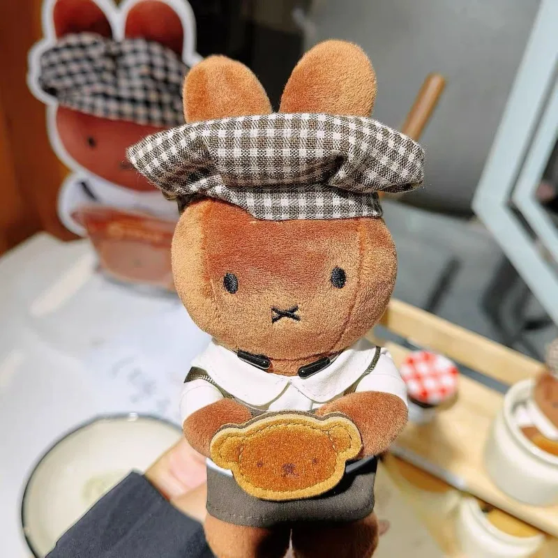 Kawaii Anime dessin animé Miffy Toast Chef édition limitée en peluche porte-clés mignon en peluche pour filles Couple sac à dos breloques cadeau de noël