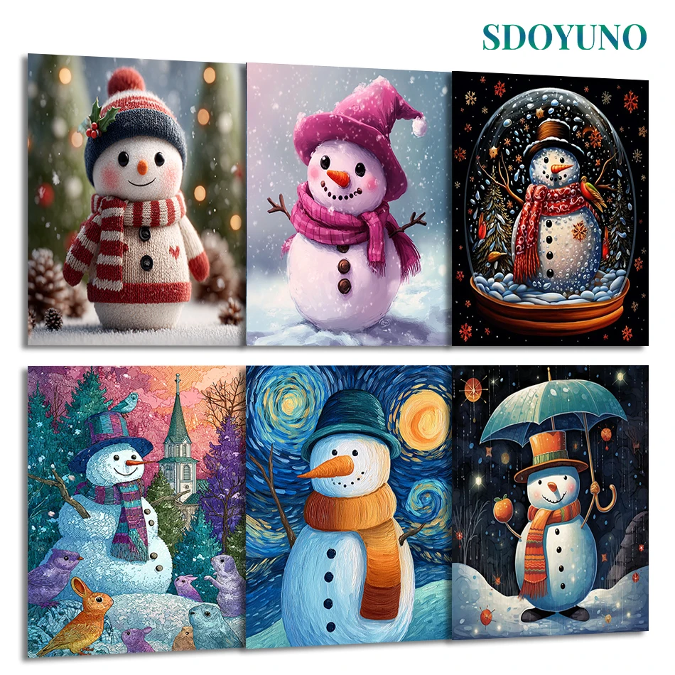 

SDOYUNO Painting Paints By Numbers Christmas gift Cute Snowman Arts Crafts Digital Oil Paintings On Number Watercolor Home Decor