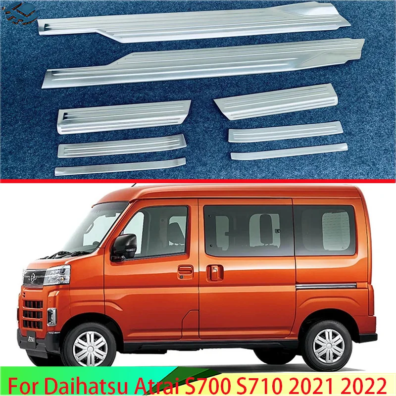 

For Daihatsu ATRAI HIJET CARGO 2021 2022 Stainless Steel Inner Inside Ouside Door Sill Panel Scuff Plate Kick Step Trim Cover