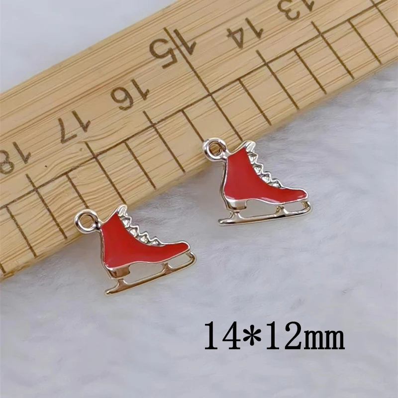 10PCS fashionable sports charm enamel zinc alloy roller skates, Ice skate pendant accessories charm DIY jewelry discovery