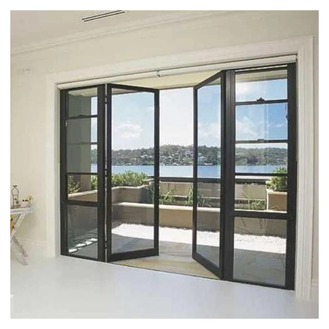 Commercial Corner Accordion Floding Doors Aluminum Frame Bifold Door For Residential Modular House