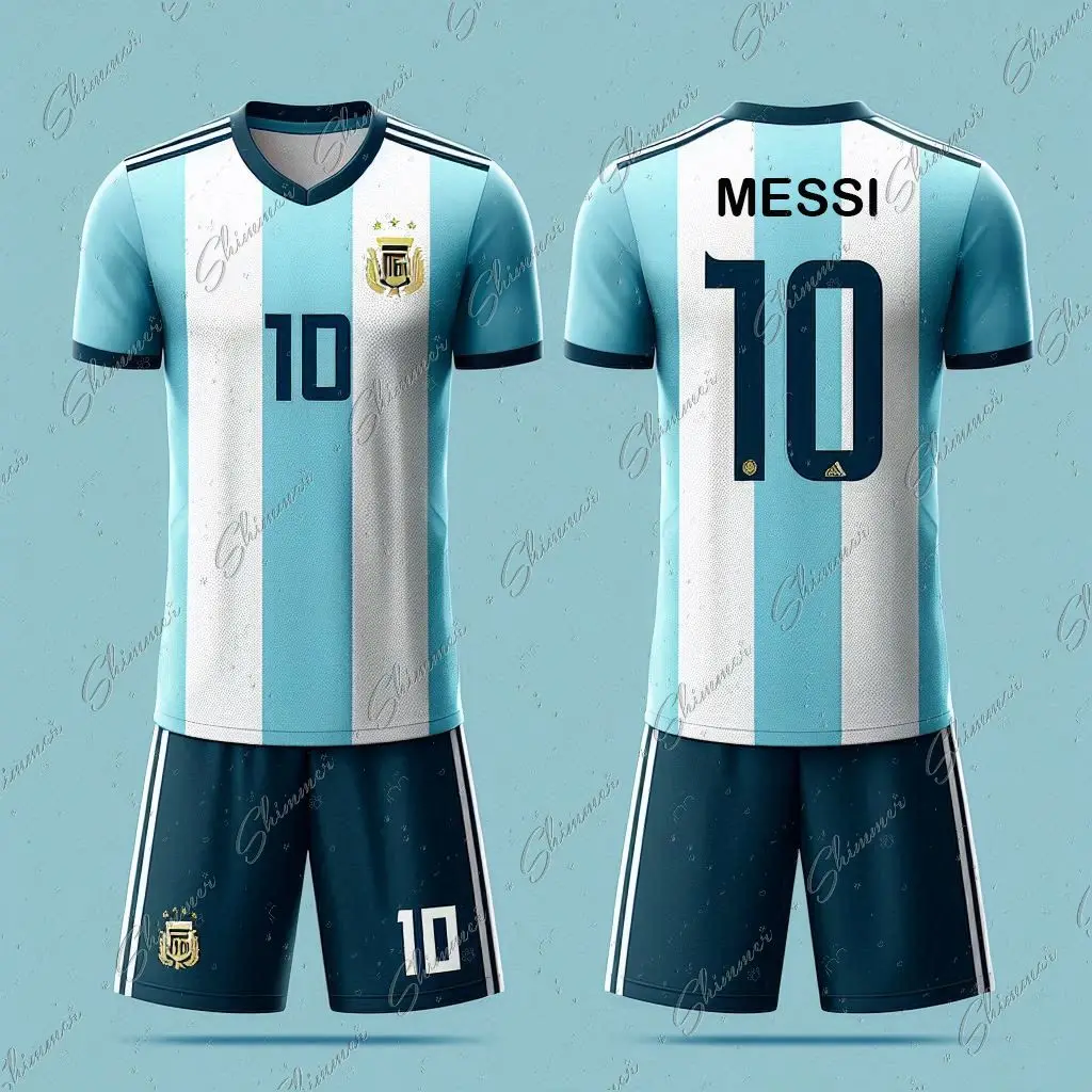 Soccer Children\'s Kits Football Man 2pc Short Sleeves Argentina Style Pop Family Training Suit Jersey Jearsey Uniform Kit Kids