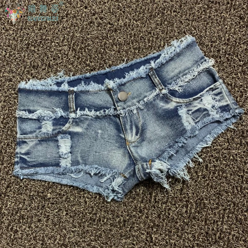 

Sexy Charming Button Low Waist Denim Shorts Women Clothing Fashion Jeans Super Shorts NightClub DJ Pole Dance DS Party Hot Pants