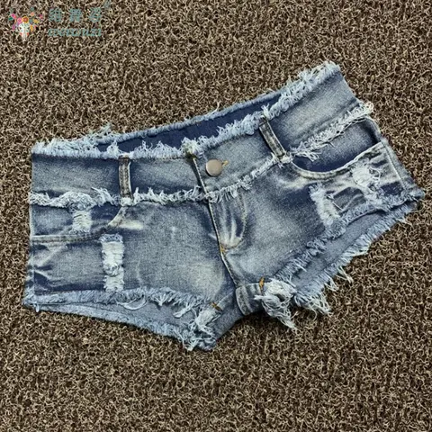 Sexy Charming Button Low Waist Denim Shorts Women Clothing Fashion Jeans Super Shorts NightClub DJ Pole Dance DS Party Hot Pants