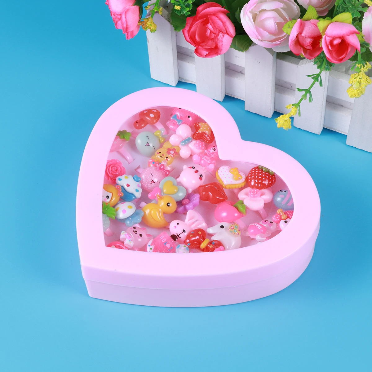 36pcs Girls Jewelry Rings Cartoon Rings Prented Play and Dress Up Accessory Kids Birthday Party Favors (Assorted)