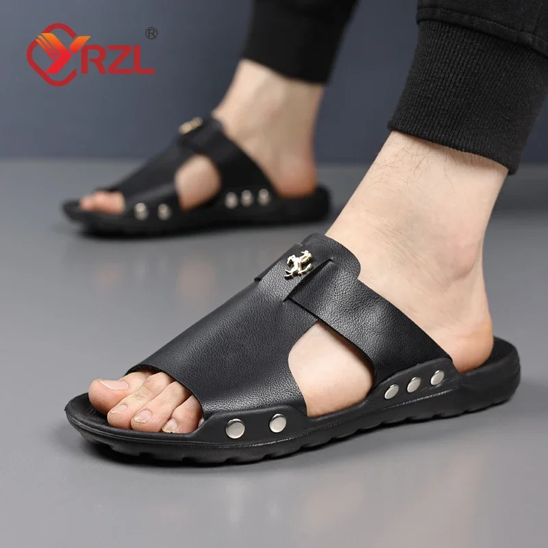 

YRZL Men's Shoes Summer Slippers Mens Indoor Slides Casual Sandals Man Lightweight Breathable Beach Slippers for Men Sandals