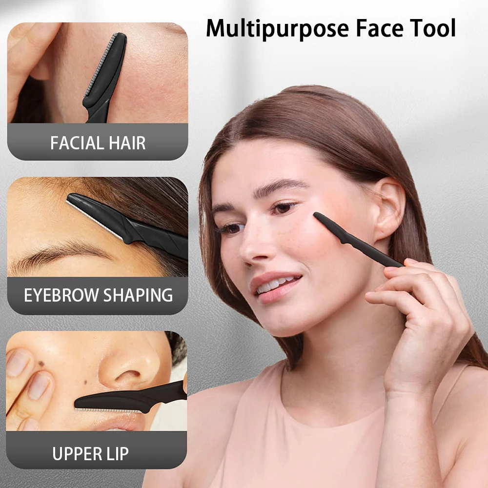 Juego de maquinilla de afeitar para cejas, maquinillas de afeitar faciales multiusos para mujeres y hombres, herramienta de dermaplaning, cortador fácil de usar, cuchillas de afeitar, herramientas de maquillaje