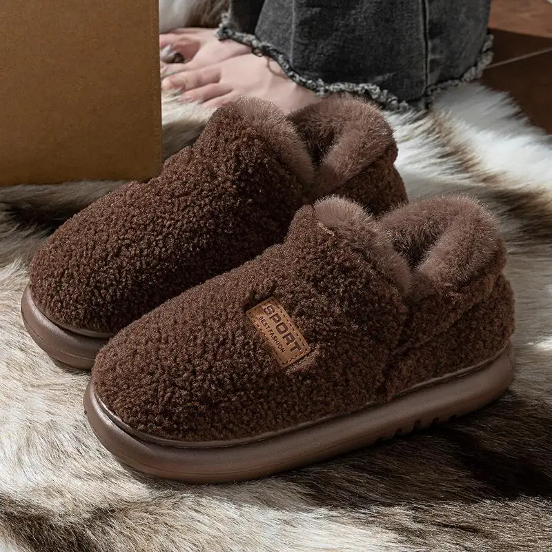 Komfortable Schneestiefel aus Lammwolle mit rutschfester, dicker Sohle für Damen, Winter 2026, Übergröße 45, warme, plüschige Stiefeletten, kurze, pelzige Stiefeletten für Damen – Detail 22