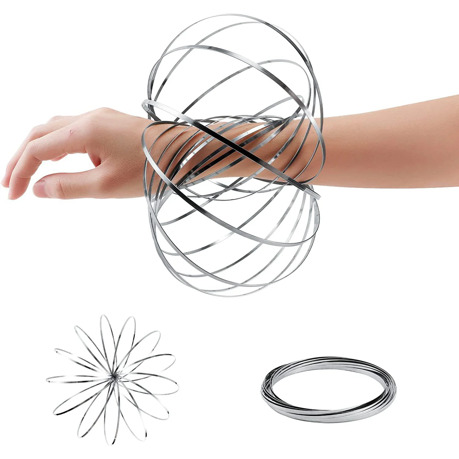 Flow Ring Rotating Arm Toy, Magic Bracelet Stainless Steel Fluid Bracelet Stress Relief New Unique Toy