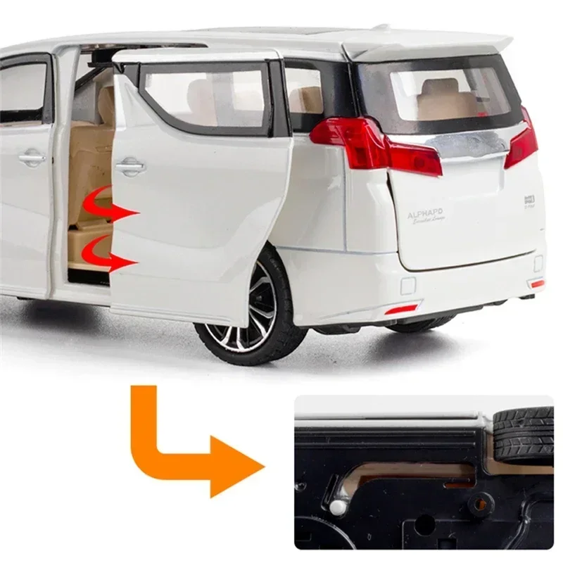 Modelo de coche de aleación TOYOTA Alphard MPV 1:24, vehículo de Metal fundido a presión, colección de modelos, simulación de luz de sonido, juguete para niños, regalo