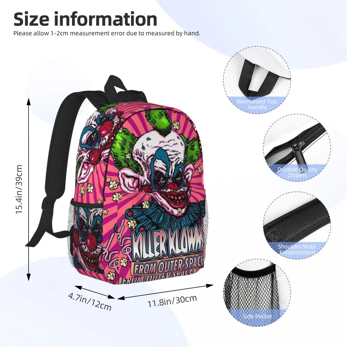 Killer Klowns From Outer Space Backpack Student BookBag Children School Bag Laptop Shoulder Bags for Boys Girls