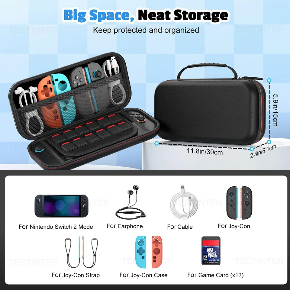 حقيبة حمل للسفر لوحدة التحكم NS Switch 2 EVA هارد شل حقيبة تخزين مقاومة للصدمات حقيبة واقية الحقيبة للتبديل 2 الملحقات