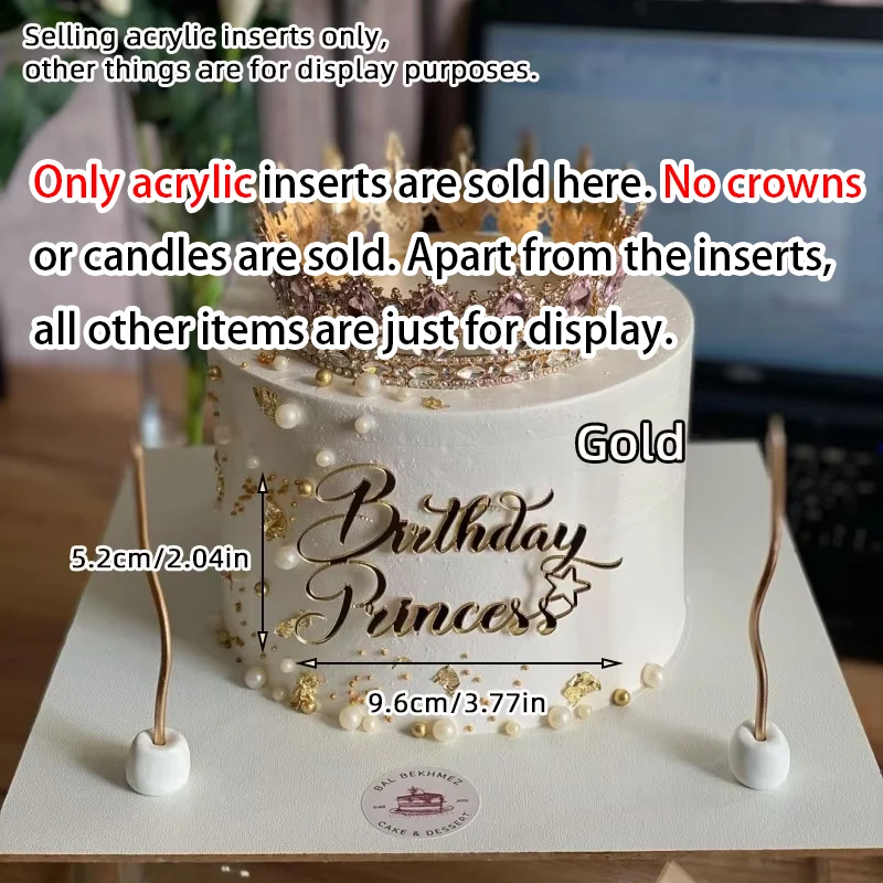 Adorno de Acrílico para Pastel con Temática de Princesa y Reina para Niñas, Decoración para Pastel de Cumpleaños, Sweet 16, Mitzvah, Baby Shower, Artículos para Fiestas y Celebraciones