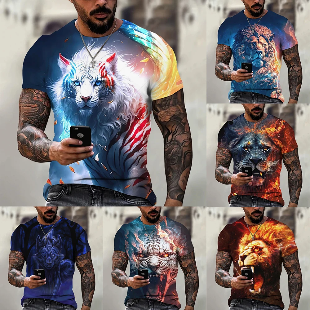 Men's Short Sleeve New 3D Printed Monster Pattern Oversized Men's Top Y2K Style Summer Casual Breathable Short Sleeve T-Shirt