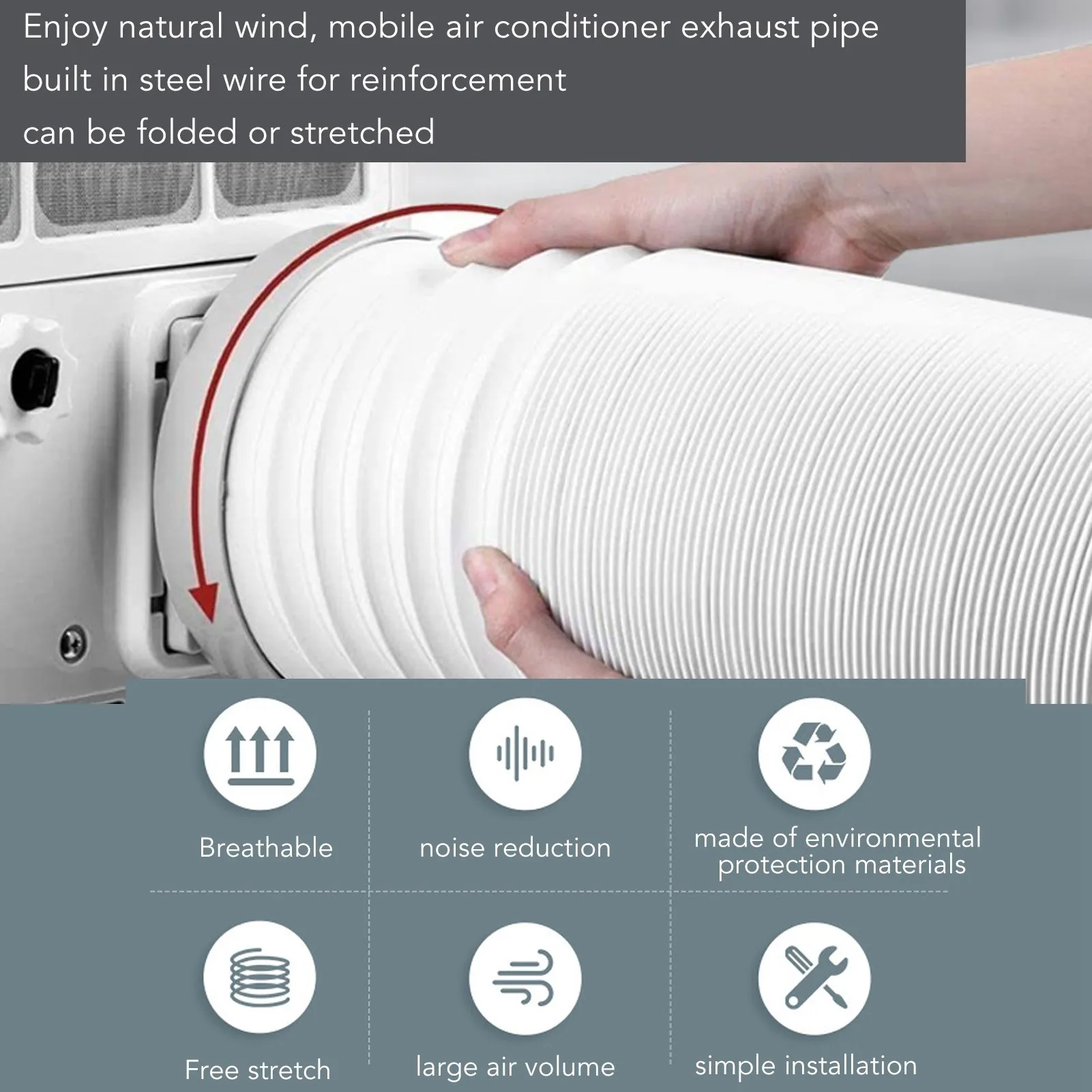 3M Air Conditioning Vent Hose PP+Wire Collapsible/Stretchable CCW Threaded Vent Hose For Air Conditioning Accessories image 5