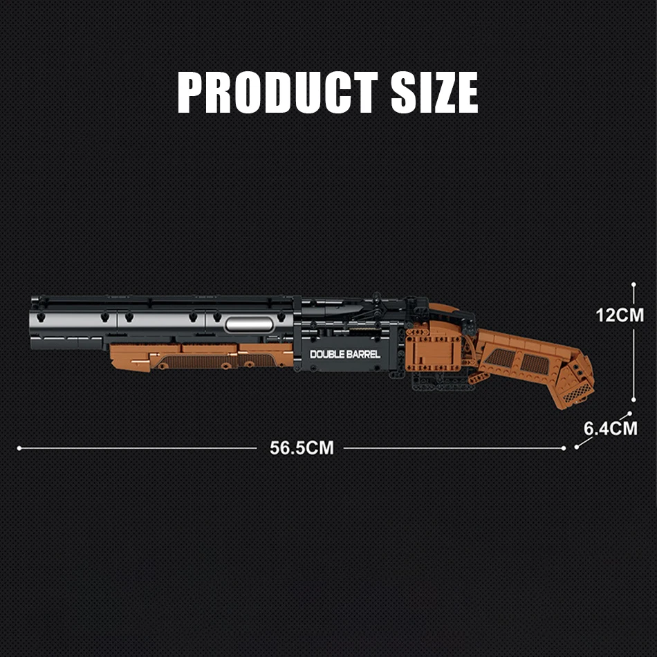 1006 قطعة نموذج بندقية مزدوجة الماسورة MOC اللبنات سلسلة PUBG العسكرية يمكن إطلاق النار على لعبة الطوب سلاح الرصاصة للأطفال هدية