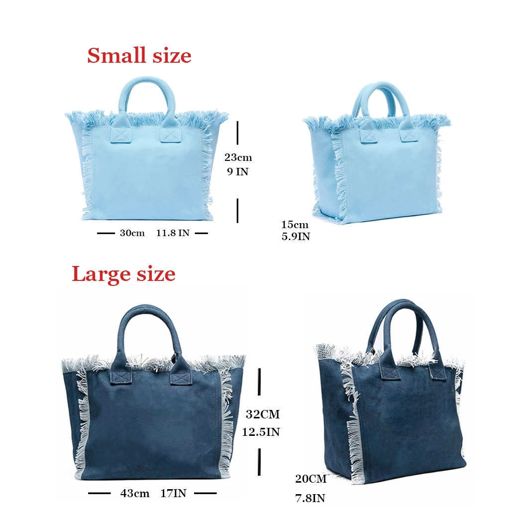 Summer American Style Sunny Beach Printing Women's Tassel Handbag Letters Canvas Tote Medium Size Bag Wedding Gift image 6