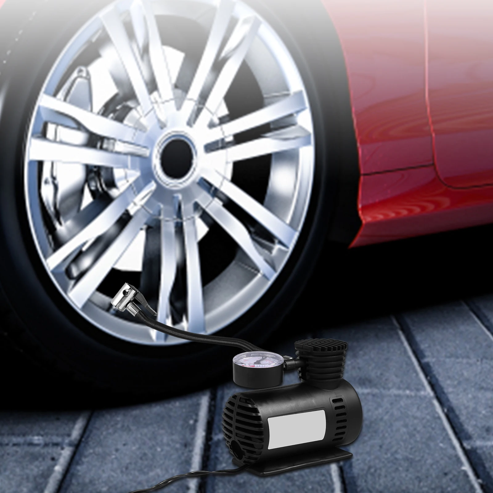12V Portable Tire Pump with Digital Pressure Gauge for Car Vehicle Tire Inflator Lightweight Air Compressor for Bicycle Sports
