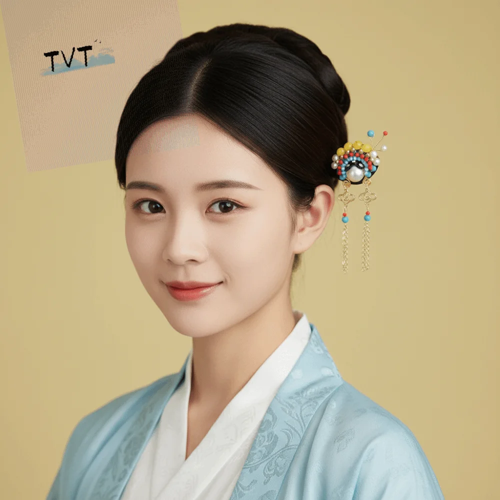 

Elegant Tassel New Chinese Style Hair Clip Red Flower Wooden Hair Stick Pearl Retro Hanfu Hairpin Hair Sticks for Buns