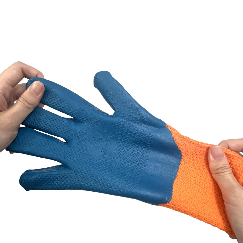 1 Pair Professional Safety Supplies Embossed Latex Working Protective Glove Men Flexible Nylon Or Polyester Safety Work Gloves