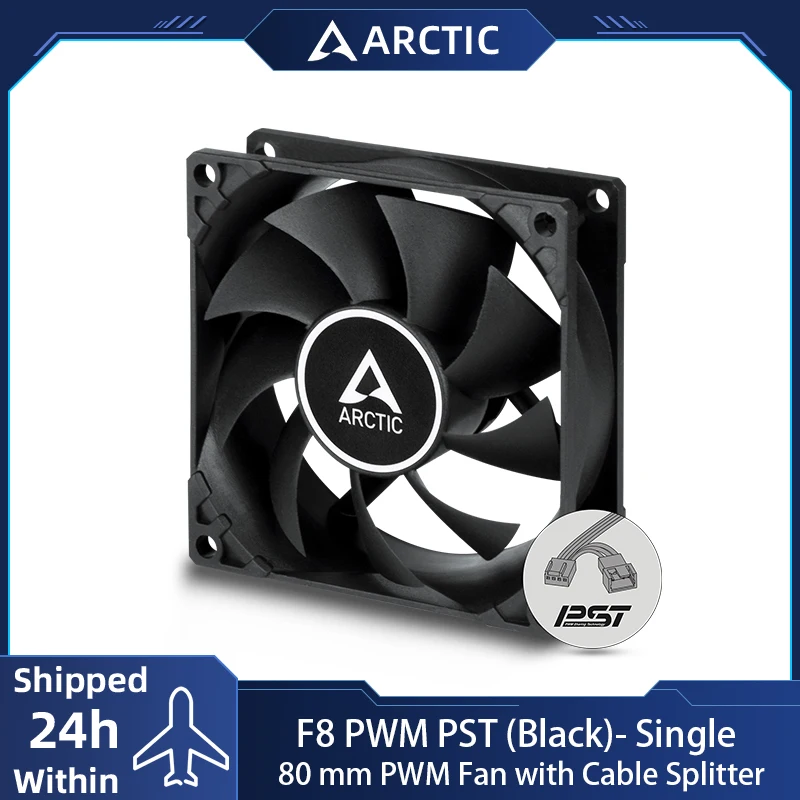 

ARCTIC F8 PWM PST Черный — корпусной вентилятор PWM PST 80 мм с технологией совместного использования ШИМ (PST), очень тихий двигатель, скорость вентилятора: 300-2000 об/мин
