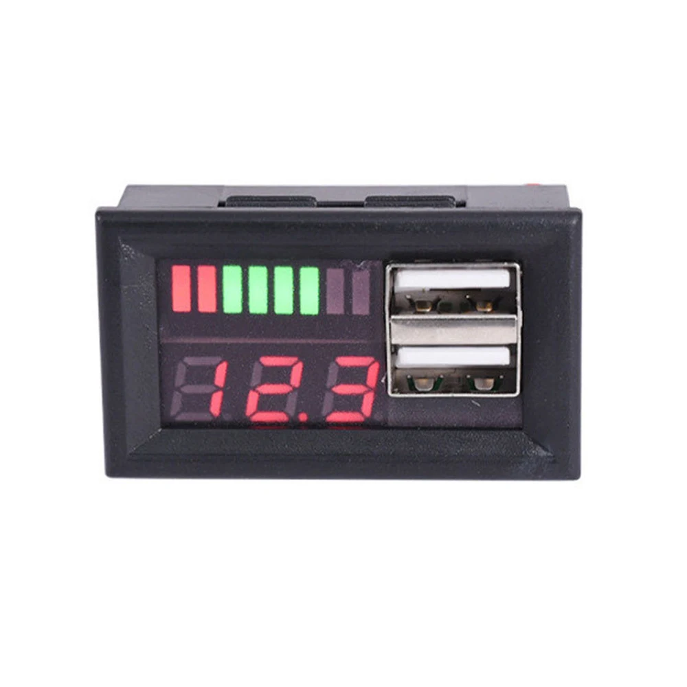 12V Car Battery Voltage Display with Dual USB 5V 2A Output, Digital Voltmeter Power Detector for Car Motorcycle RV