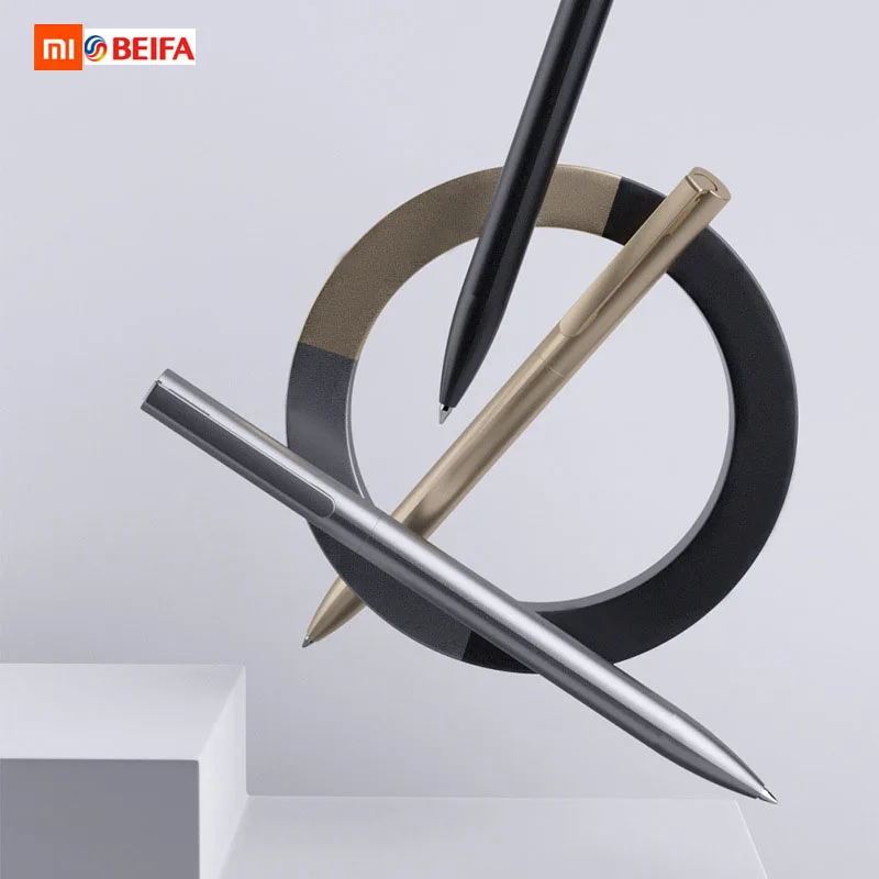 Beifa Metal Sign Roating Gel Pen 0.5MM Black Ink ручка caneta for Student Business Durable Smooth Writing Ballpoint Pen