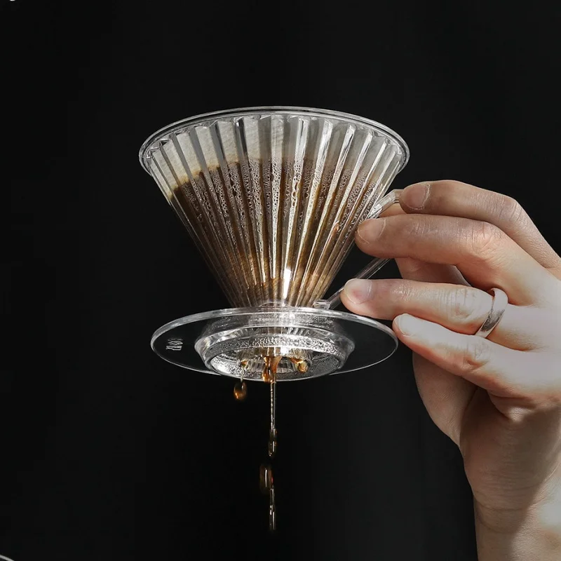 MHW 3ER Pour Over Coffee Dripper Ribbed Elf Coffee Dripper Pour Over Brewer Set With Glass Sharing Server Coffee Lovers