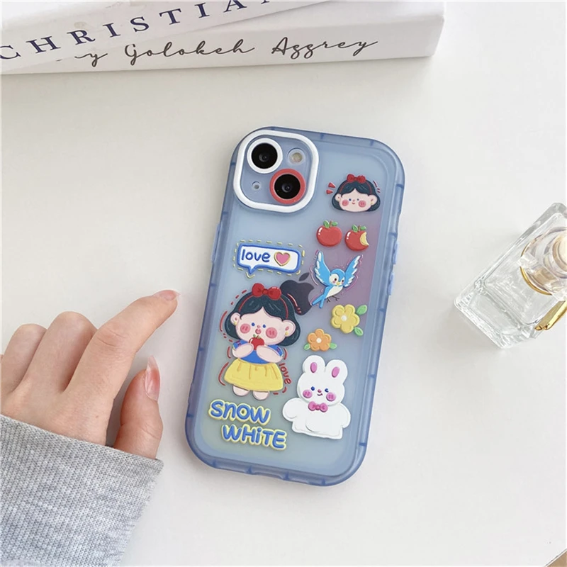 Fashion Cartoon Disney Princess Silicone Case For iPhone 12 11 Pro Max Mini X XR XS Max 13 14Promax  Shockproof Soft Cover