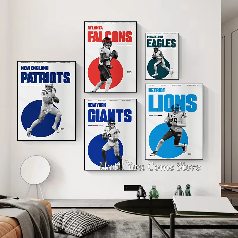 Rugby Themed Athlete Minimalist Poster Print Canvas Art Pictures Home for Living Room and Bedroom Wall Modern Decor Frameless