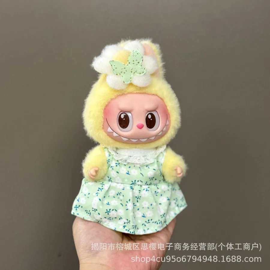 Para vestido de muñeca V1V2 Labu de 17cm, conjunto de falda y pantalones de nueva flor, ropa de repuesto para muñeca