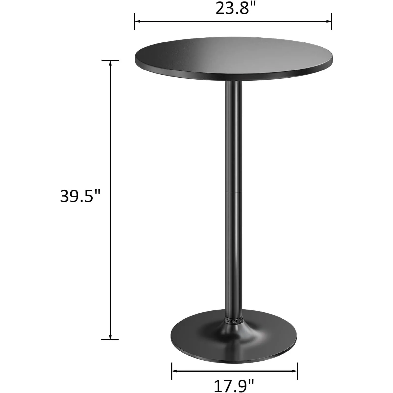 US Bistro Table 2 pak bulat Bar tinggi meja koktail basis logam MDF Top meja Obsidian dengan kaki hitam