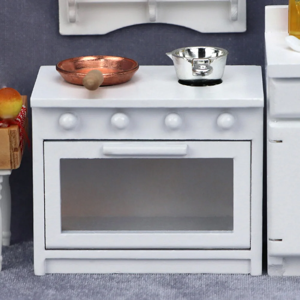 1 pçs mini fogão de madeira moderno design adorável seguro fácil cozinhar acessório casa de bonecas móveis mini fogão