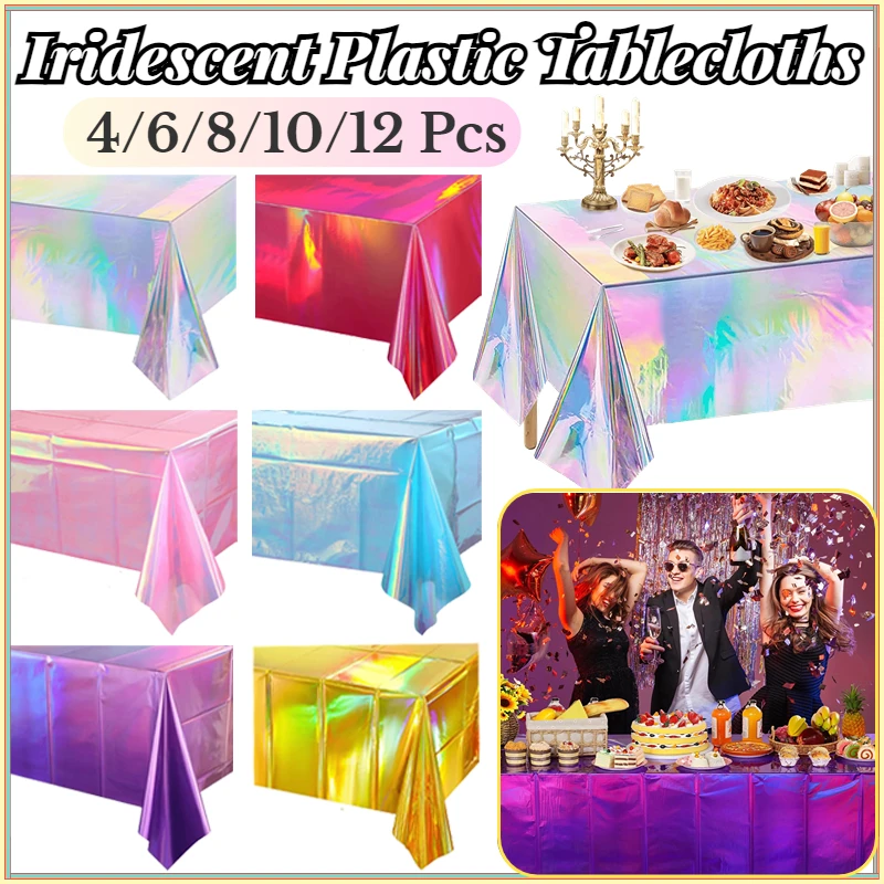 

Блестящие одноразовые лазерные прямоугольные скатерти, голографическая фольга, украшения для вечеринки на день рождения, свадьбу, годовщину