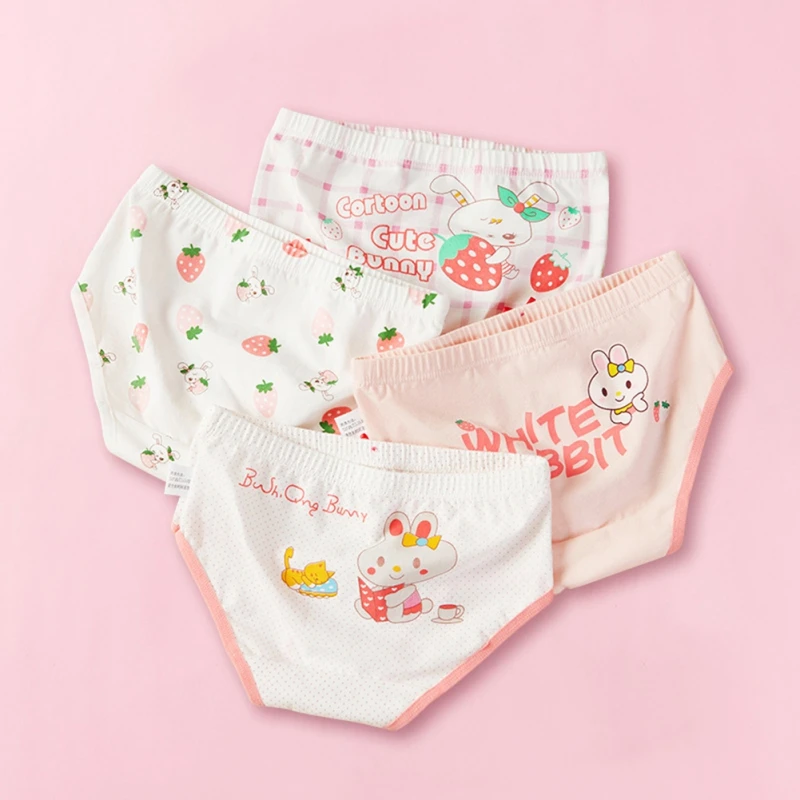 4PCS Children\'s Girls Underwear Triangle Cotton High Quality Soft Comfortable Elementary School Panties Clothing Color Random