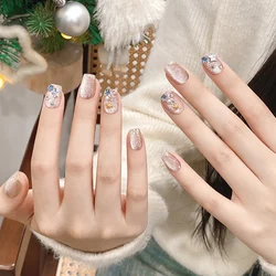 SKY CLOUD 10Pcs Naked Cat Eye Press On Nails Laser Decoration Fake Nails Short Full Cover False Nail Wearable Manicure Nail Tips