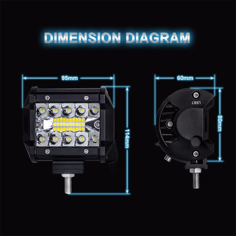 4 Inch LED Work Light 12V 24V White Light Auxiliary Fog Light For Off Road 4x4 Truck SUV ATV UTV Tricycle 3 Wheeler E-bike
