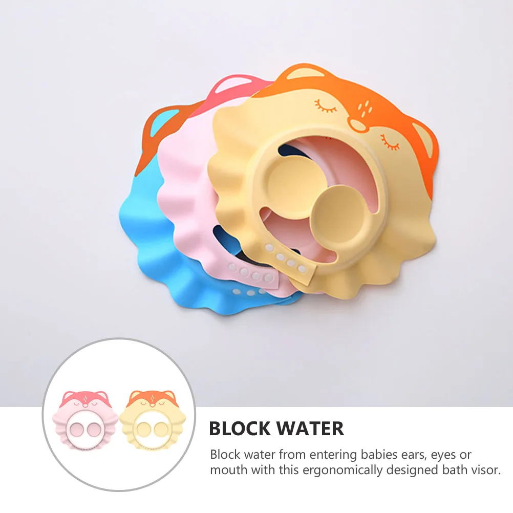

2Pcs Shower Hat Adjustable Toddler Shampoo Visor Water Blocking Ear Protector Cap