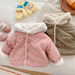 MILANCE Winter Baby Girls Clothes Fur Lining Hoodie Jacket  Cotton Fleece Boys Coat