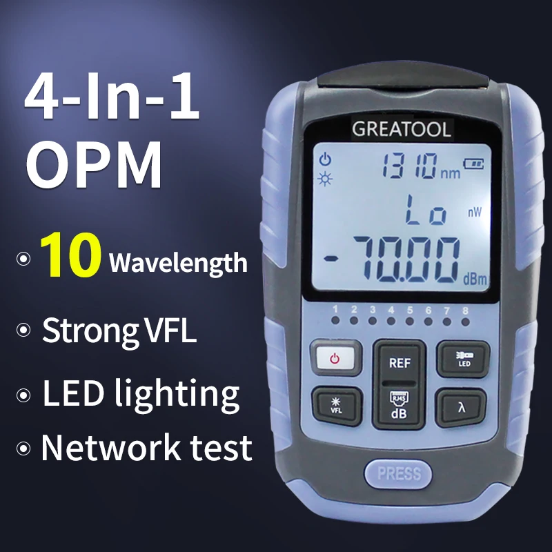 High-Precision Multi-Function Optical Power Meter & VFL Combo with Fiber Receiver, Rechargeable, FTTH