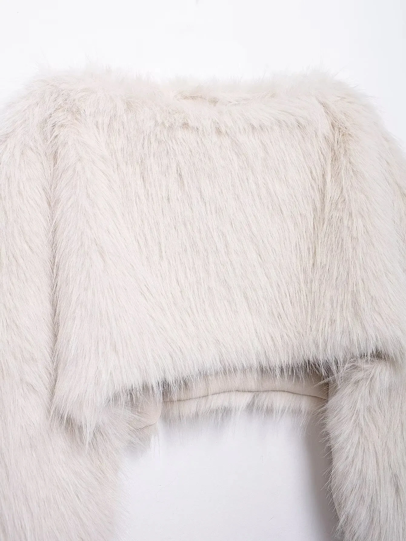 HH Women's Autumn Fashion Faux Fur Short Pullover Women Solid Long Sleeves Round Neck Casual Top Vintage Streetwear Tops