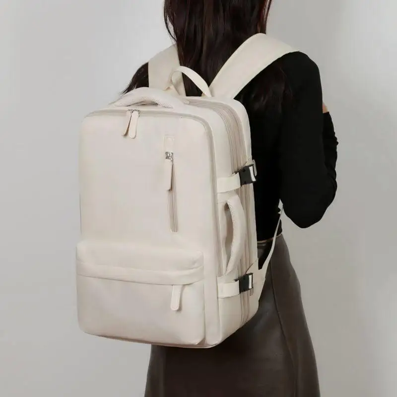 Expandable Travel Backpack Unisex Large Capacity Business Trip Luggage Bag Computer Bag Sweet College Style Dual Layered Poly...